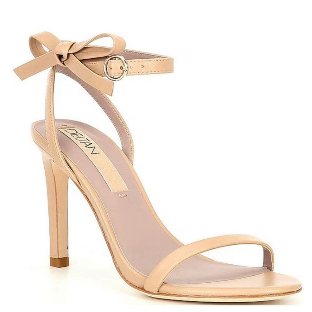 Deltan Miranda Leather Ankle Bow Dress Tan Sandals Size 9M